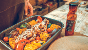 Cherry Bourbon BBQ Sauce in a Chicken Tray Bake 