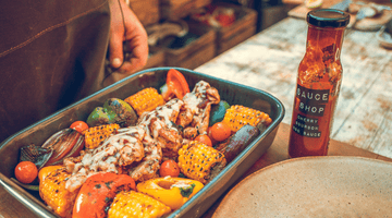 Cherry Bourbon BBQ Sauce in a Chicken Tray Bake 