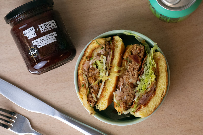 Pork and Prawn Chilli Jam Burger