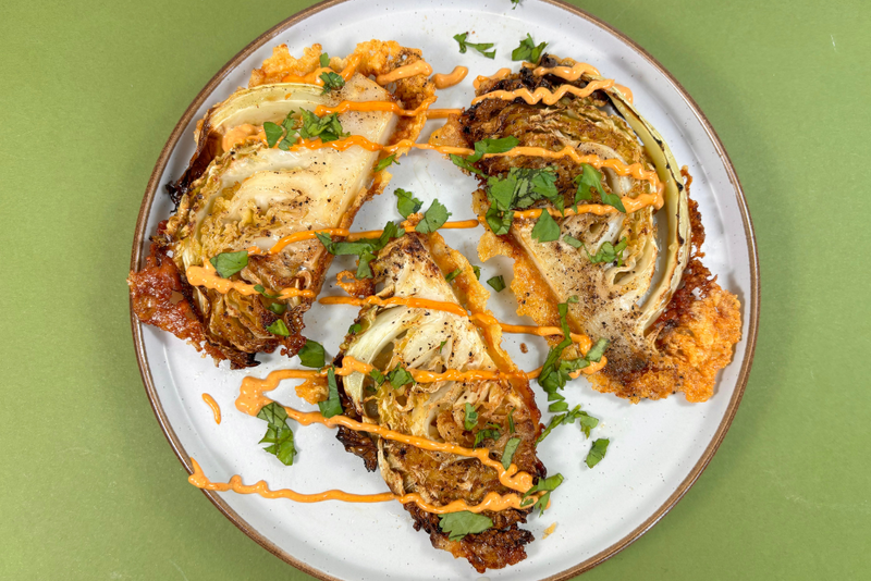 Parmesan-Crusted Cabbage with Chipotle Aioli