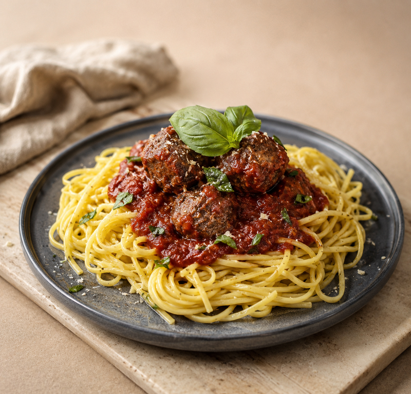Spaghetti and Meatballs with Mother Tomato Cook-In Sauce
