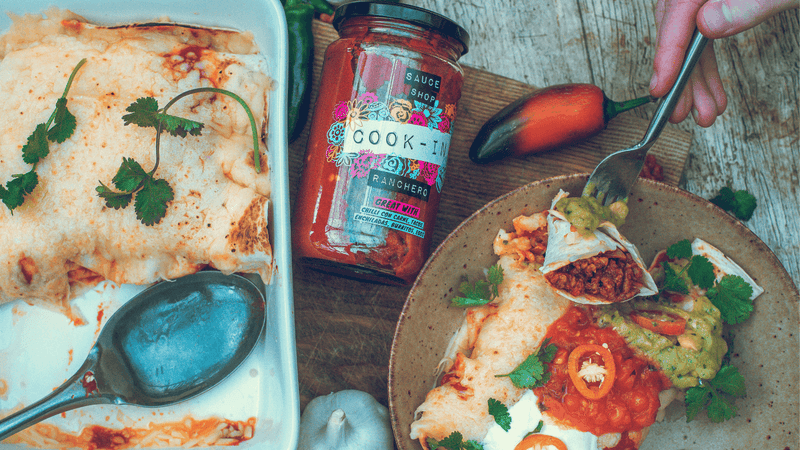 Beef enchiladas with Ranchero Cook-In Sauce