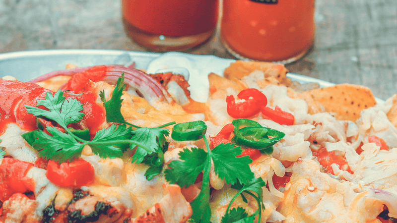 Hot sauce covered nachos