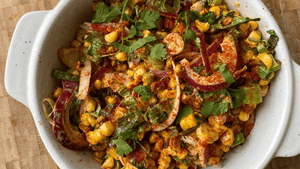 Mexican-inspired corn salad with Chipotle and Lime Aioli