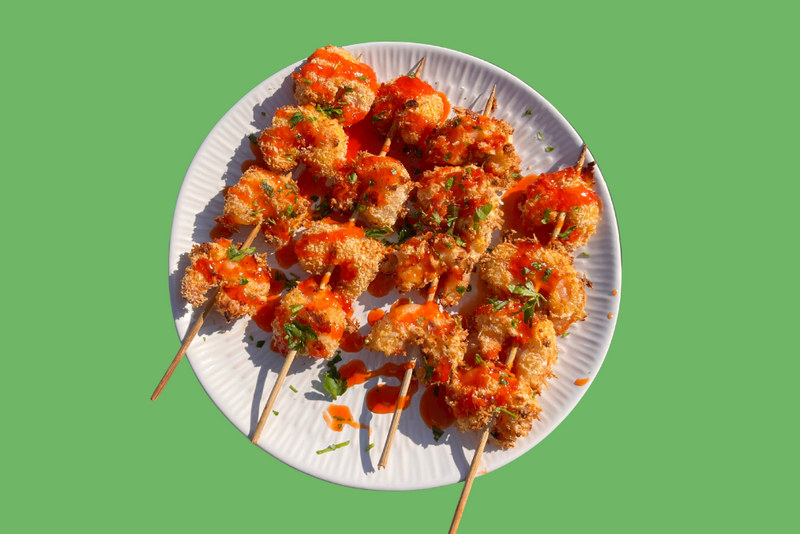 Hot Honey Prawn Skewers